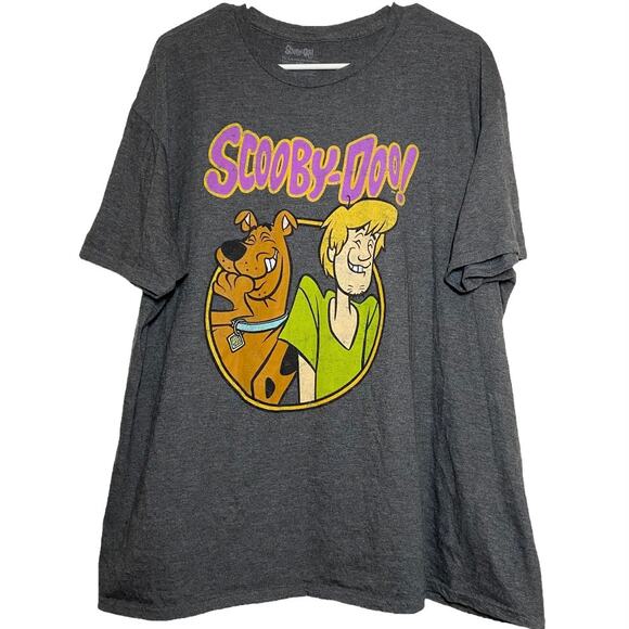 Scooby Doo Crew Neck T-Shirt Scooby Shaggy Laughing Print Short Sleeve Gray XXL - Picture 2 of 5